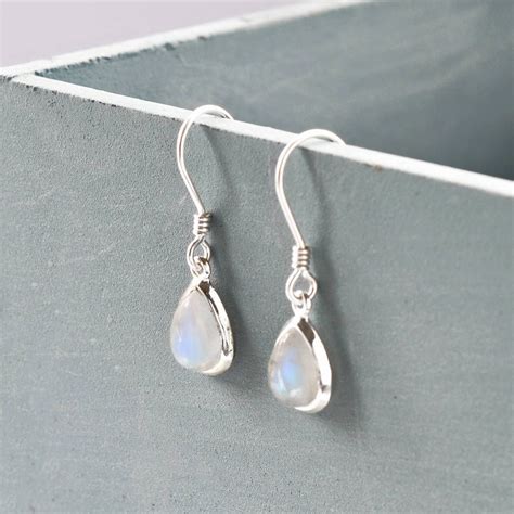 Sterling Silver Dangly Moonstone Teardrop Earrings By Martha Jackson