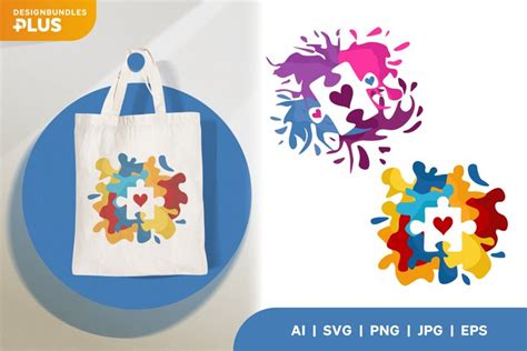 Colorful Splash Puzzle Autism Awareness Design