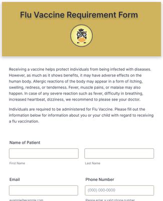 Flu Vaccine Requirement Form Template JotForm