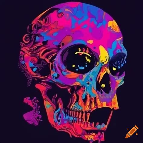 Colorful Psychedelic Skull Art On Craiyon