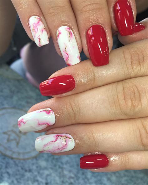 15 Trending Designs For Red And White Marble Nails Nail Designs Daily