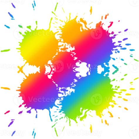 Rainbow Watercolor Splash Paint Stain Background Circle Bright Color