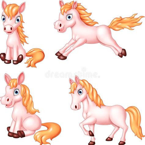 Grupo Da Coleção Do Cavalo Dos Desenhos Animados Ilustração Stock