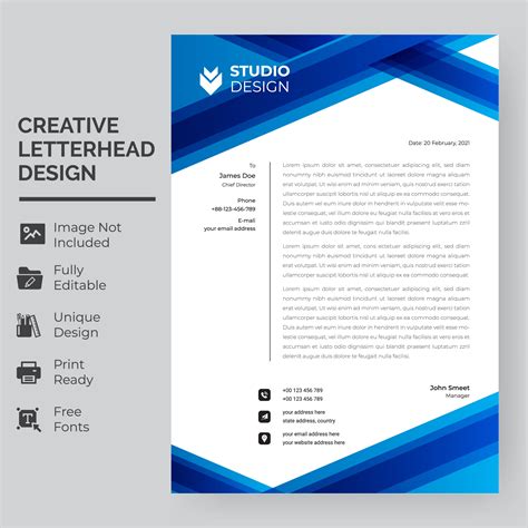 Blue Lines Letterhead Template 967285 Vector Art At Vecteezy