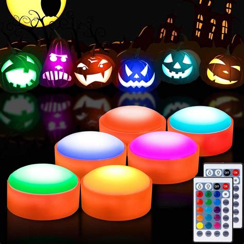 Home Most 4 Pack Halloween Led Pumpkin Lights Battery Operated Orange Pumpkin