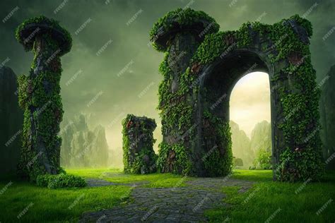 Premium Photo | Spectacular Fantasy Scene with a Portal Archway Cover