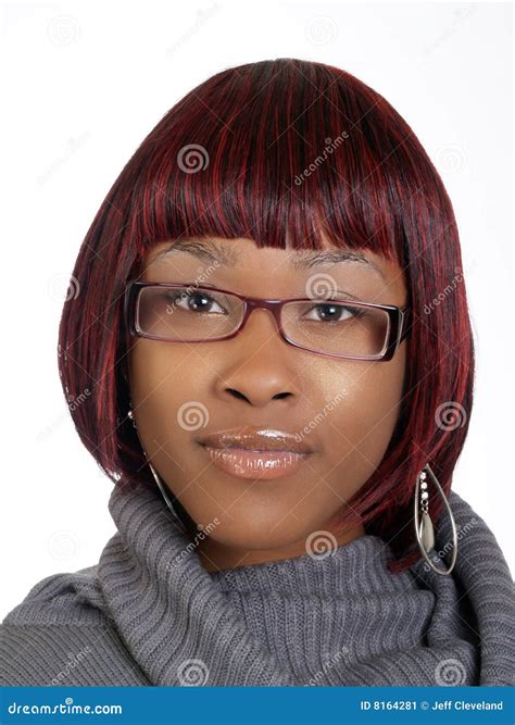 Portrait Of Young Black Woman With Glasses Stock Image Image Of African Grey 8164281