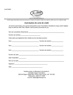 Fillable Online Cdnangus Autorisation De Carte De Crdit Cdnangus Fax