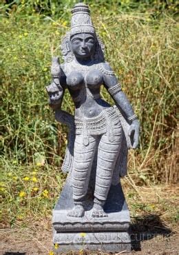 Bronze Sculpture Of Parvati Bogashakti Seated On Lotus Base Wearing