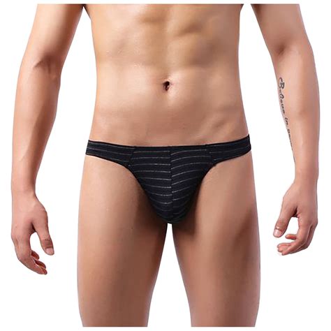 EQWLJWE Mens Ice Silk Thongs T Back Low Rise Solid Color Bikini Briefs