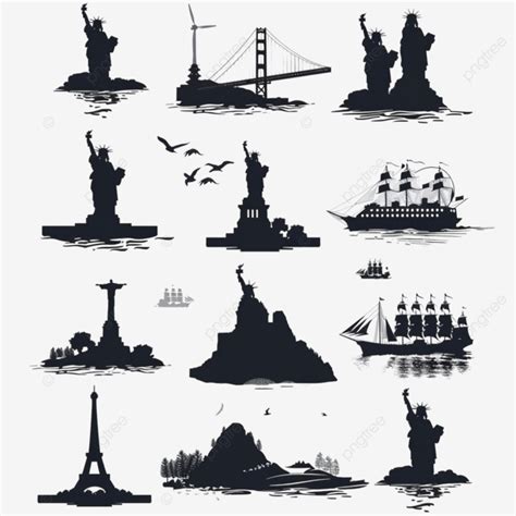 Norway Famous Landmarks By Silhouette Style Architecture Black