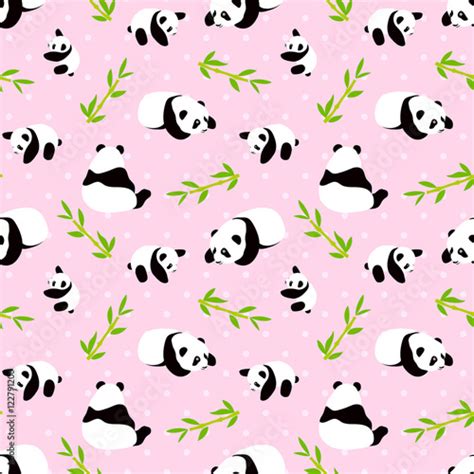 Panda Bear Vector Background Seamless Pattern With Cartoon Panda Stock Vector Adobe Stock