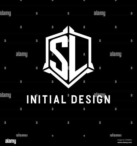 Sl Logo Initial With Shield Shape Design Style Vector Graphic Stock