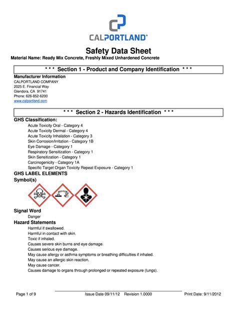 Msds Form Printable Forms Free Online