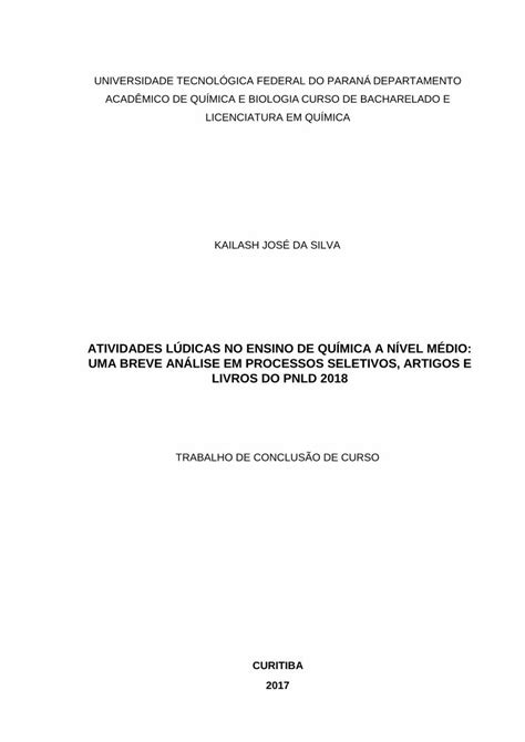 PDF ATIVIDADES LÚDICAS NO ENSINO DE QUÍMICA A NÍVEL MÉDIO