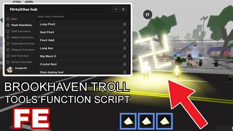 Brookhaven Troll Tools Functions FE Script Hub Hydrogen Fluxus Arceus