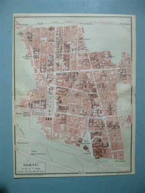 Stampa Antica Mappa Pianta Carta Topografica Campania Citta Di Pompei