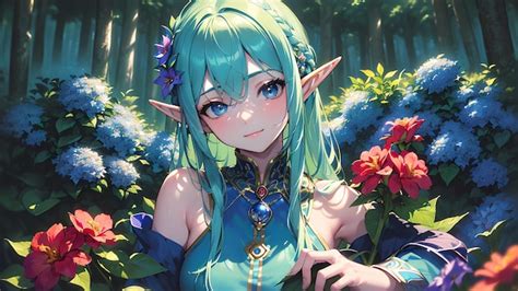 Premium Photo | Beautiful elf girl in the forest anime art for wallpaper