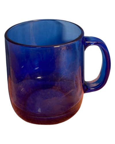 Cobalt Blue Glass Coffee Mugs Vintage Set 2 Ebay