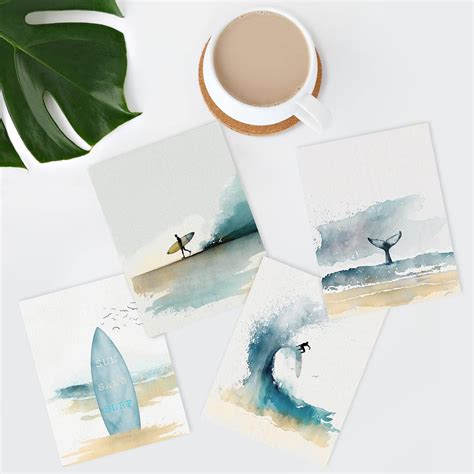 Pixonsign Pcs Adhesive Canvas Poster Watercolor Pastel Surfboard