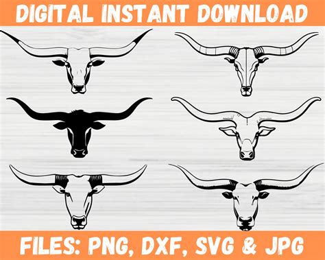 Longhorn Skull SVG Bundle Bull Skull Clipart Sublimation Etsy