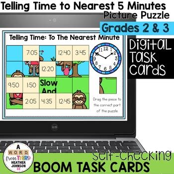 Boom Cards Telling Time Nearest Five Minutes Mystery Puzzle Tpt