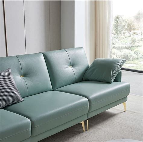 Teal Blue Leather Sofa Baci Living Room