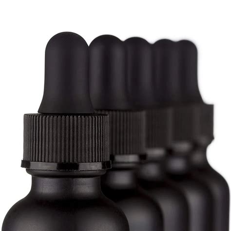 Custom Logo 1oz Essential Oil Serums Matte Black Frosted Glass Dropper Bottle With Black Dropper