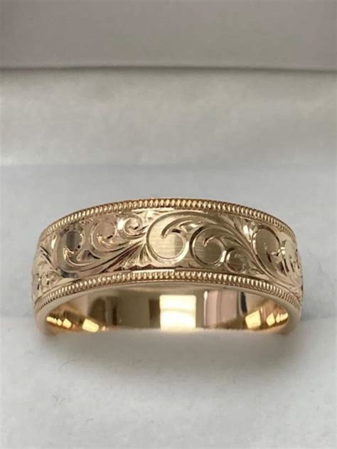 Hand Engraved Mens Wedding Bands Hand Engraved Mens Wedding - Etsy