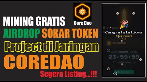 Cara Dapatkan Airdrop 15 Sokar Token Gratis Setiap Hari Dari CoreDao