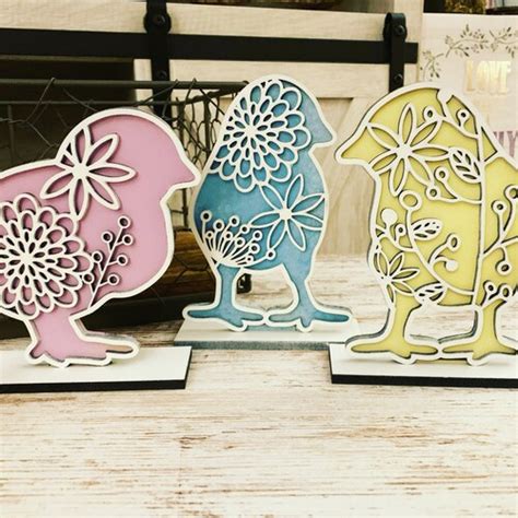 Floral Bunnies Set Of 3 On Stands Svg Digital Download For Etsy