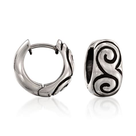 Zina Sterling Silver Swirl Hoop Earrings Ross Simons