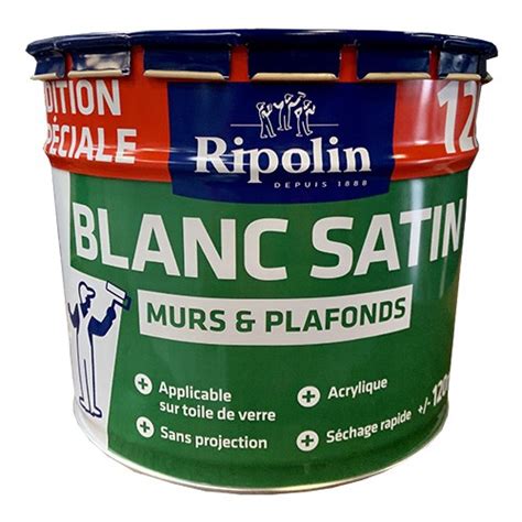 RIPOLIN Peinture Blanc Satin Murs Plafonds 12L De La Marque Ripolin