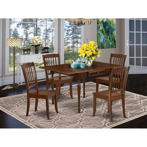 East West Furniture Monza Piece Wood Dining Set W Slatted Chairs In