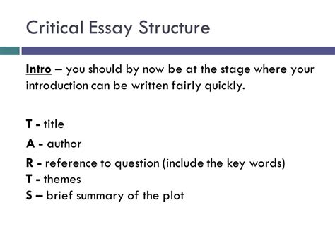 Critical Essay Structure Ppt Video Online Download