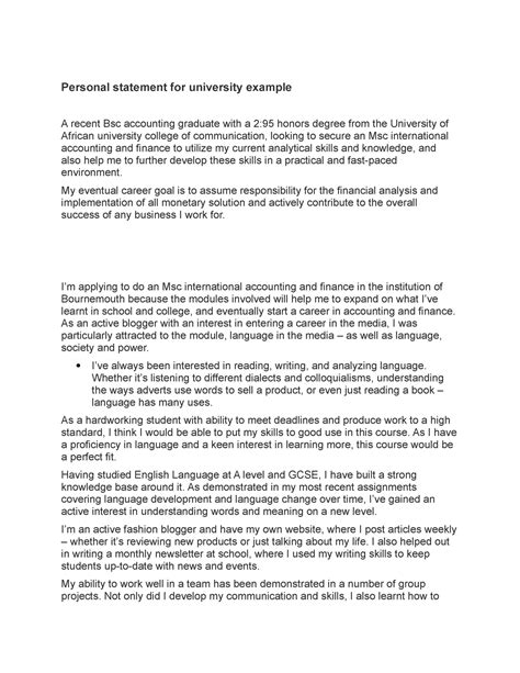 Personal Statement Cass Business School Personal Statement Graduate