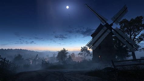 Hd Wallpaper Brown And White Windmill Wallpaper Night War The Moon