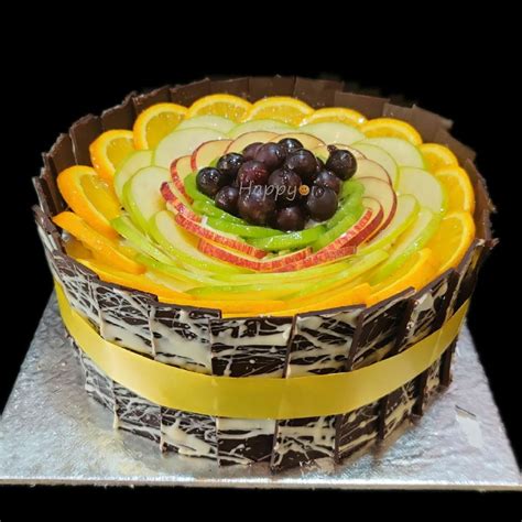 1kg Fresh Fruit Cake With Premium Garnish Happyoi Cake