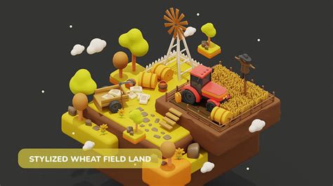 Stylized Wheat Field Environment Pack Low Poly 3d Model Free Vr Ar