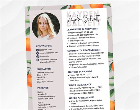 Sorority Resume Template Rush Resume Template Sorority Etsy