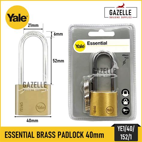 Yale Essential Brass Padlock YE1 Long Shackle Extra Long Shackle