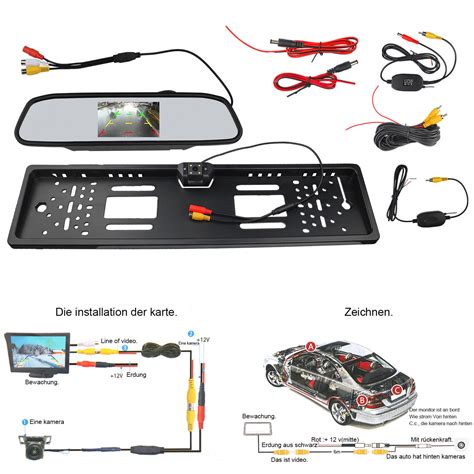 Weitwinkel R Ckfahrkamera Funk Kabellos Mit Lcd R Ckspiegel