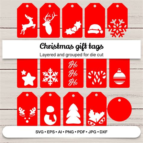 Christmas Gift Tags SVG File For Cricut Etsy