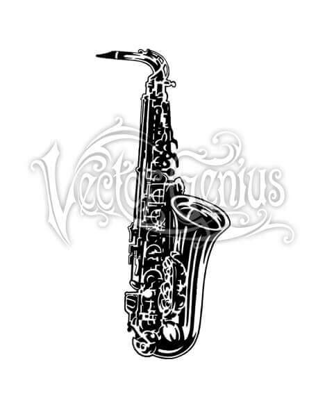 Cartoon Saxophone Drawing Isolated Vector Clip Art Illustration Clip