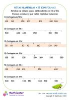 Retas Numéricas Até 1000 Folha 2 Planilhas Math Center