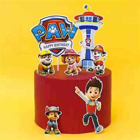 Ins Style Paw Patrol Theme Paw Patrol Set Paper Card Cake Topper Plug