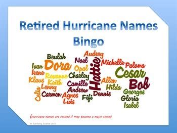 Retired Hurricane Names BINGO by Surviving Science | TPT