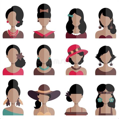 Set Of Flat Icons With African Women Stock Vector Illustration Of