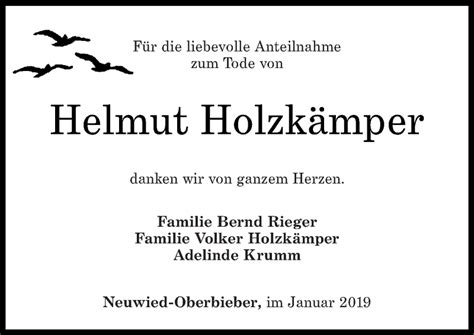 Traueranzeigen Von Helmut Holzk Mper Rz Trauer De