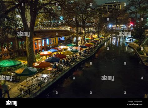 San Antonio river walk night Stock Photo - Alamy